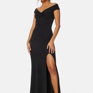 Bubbleroom Occasion Twist Off Shoulder Gown Black L