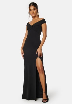 Bubbleroom Occasion Twist Off Shoulder Gown Black 3XL