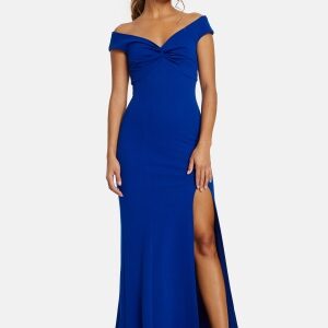 Bubbleroom Occasion Twist Off Shoulder Gown Blue S