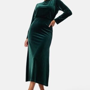 Bubbleroom Occasion Bow Velvet Midi Dress Dark green S