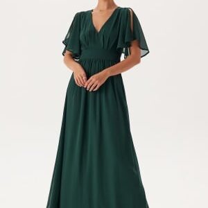 Bubbleroom Occasion Butterfly Sleeve Chiffon Gown Dark green 34