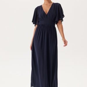 Bubbleroom Occasion Butterfly Sleeve Chiffon Gown Navy 46