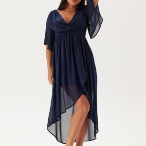 Bubbleroom Occasion Butterfly Sleeve High-Low Dress Dark blue 44