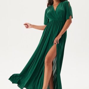 Bubbleroom Occasion Butterfly Sleeve Soft Gown Emerald green XS