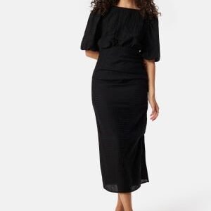 Bubbleroom Occasion Balloon Sleeve Bow Midi Dress Black 34