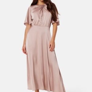 Bubbleroom Occasion Butterfly Sleeve Satin Midi Dress Light nougat 38