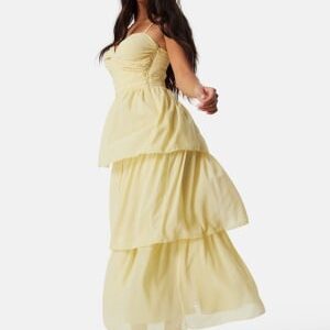 Bubbleroom Occasion Frill Strap Dress Light yellow 36