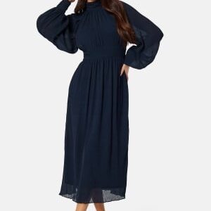 Bubbleroom Occasion Structured high neck midi dress Dark blue 34