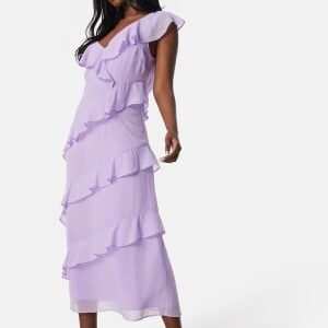 Bubbleroom Occasion Frill Chiffon Midi Dress Light lilac S