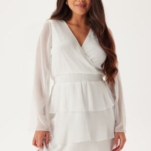 Bubbleroom Occasion Frill L/S Chiffon Dress White 32