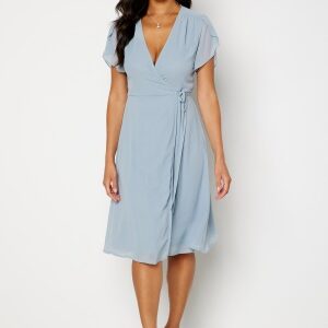 Bubbleroom Occasion Grienne Wrap Midi Dress Dusty blue 4XL