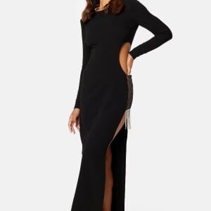 Bubbleroom Occasion Super cut out  Bejewelled Gown Black 3XL