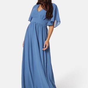 Bubbleroom Occasion Butterfly Sleeve Chiffon Gown Dusty blue 34