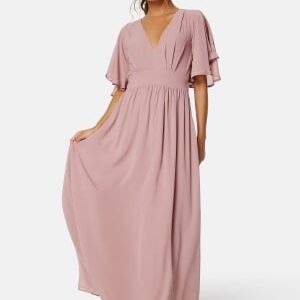 Bubbleroom Occasion Butterfly Sleeve Chiffon Gown Dusty pink 40