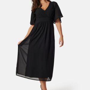 Bubbleroom Occasion Butterfly Sleeve Midi Dress Black 38