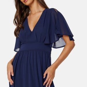 Bubbleroom Occasion Butterfly Sleeve Midi Dress Navy 36