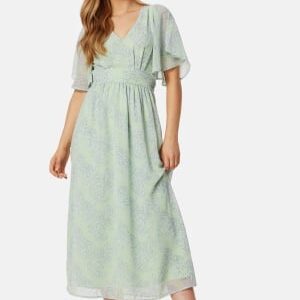 Bubbleroom Occasion Butterfly Sleeve Midi Dress Light green/Floral 34