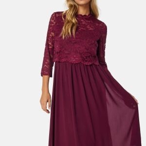 Bubbleroom Occasion Lace Midi Dress Bordeaux 34