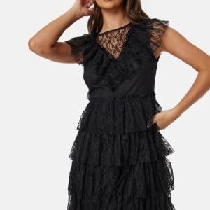 Bubbleroom Occasion Lace Frill Dress Black L