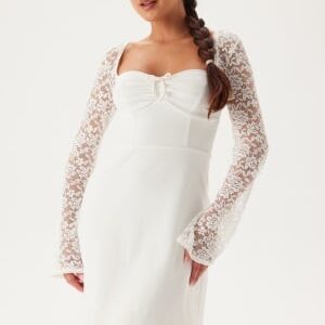 Bubbleroom Occasion Lace Sleeve Bustier Dress White 36