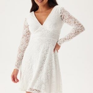 Bubbleroom Occasion Long Sleeve Lace Dress White 3XL