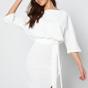 Bubbleroom Occasion Knot Slit Short Dress White 42