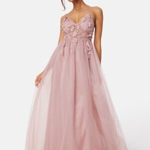 Bubbleroom Occasion Floral tulle Gown Dusty pink 36