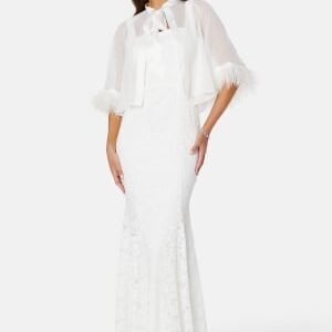 Bubbleroom Occasion Marilyn Faux Feather Cover up White L/XL