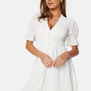 Bubbleroom Occasion Structured Button Front Dress White L