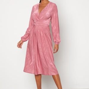 Bubbleroom Occasion Wrap Tie Midi Dress Pink 34