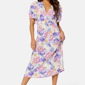 Bubbleroom Occasion Neala Puff Sleeve Dress White / Floral 36