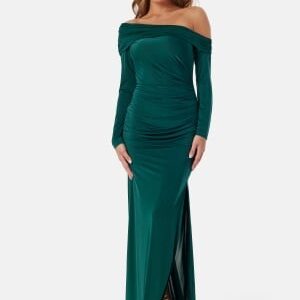 Bubbleroom Occasion Asymmetric Off Shoulder Soft Gown Dark green M