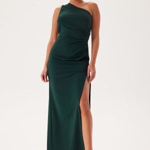 Bubbleroom Occasion One Shoulder Maxi Dress Dark green XS