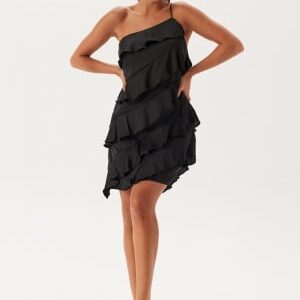 Bubbleroom Occasion One shoulder Short Frill Dress Black L