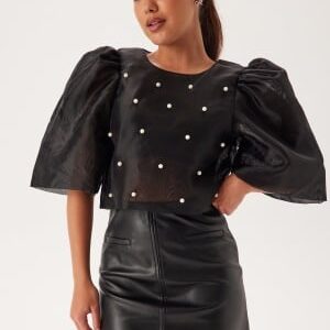 Bubbleroom Occasion Pearl Organza Blouse Black S