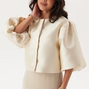 Bubbleroom Occasion Puff Sleeve Satin Jacket Cream S