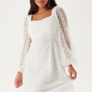 Bubbleroom Occasion Ruched L/S Short Dress White 34