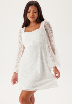 Bubbleroom Occasion Ruched L/S Short Dress White 44