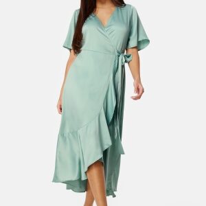 Bubbleroom Occasion Scala Frill Dress Dusty green 4XL