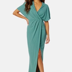 Bubbleroom Occasion Wrap Slit Maxi Dress Dark dusty green 46