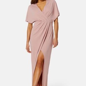 Bubbleroom Occasion Wrap Slit Maxi Dress Dusty pink 46