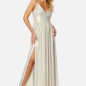 Bubbleroom Occasion Siri Sparkling Pleated Gown Champagne 44