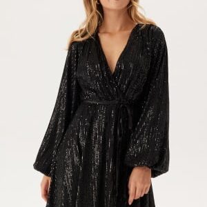 Bubbleroom Occasion Sequin Balloon Sleeve Dress Black S