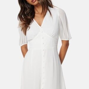 Bubbleroom Occasion Button Front S/S Dress White 36