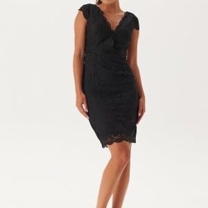 Bubbleroom Occasion V-neck short lace Dress Black 34