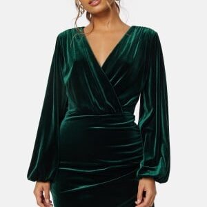 Bubbleroom Occasion Leija Velvet Dress Dark green XL