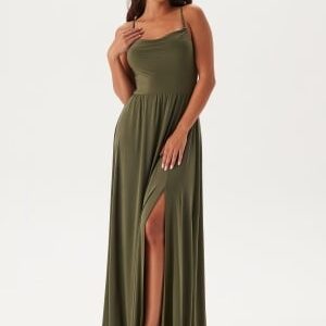 Bubbleroom Occasion Waterfall Soft Gown Khaki green S