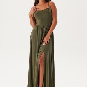 Bubbleroom Occasion Waterfall Soft Gown Khaki green XS