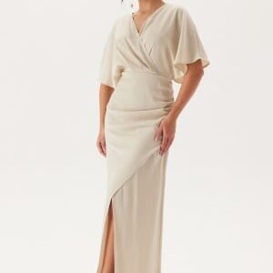 Bubbleroom Occasion Wrap Satin Gown Champagne 34