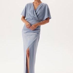 Bubbleroom Occasion Wrap Satin Gown Light blue 36